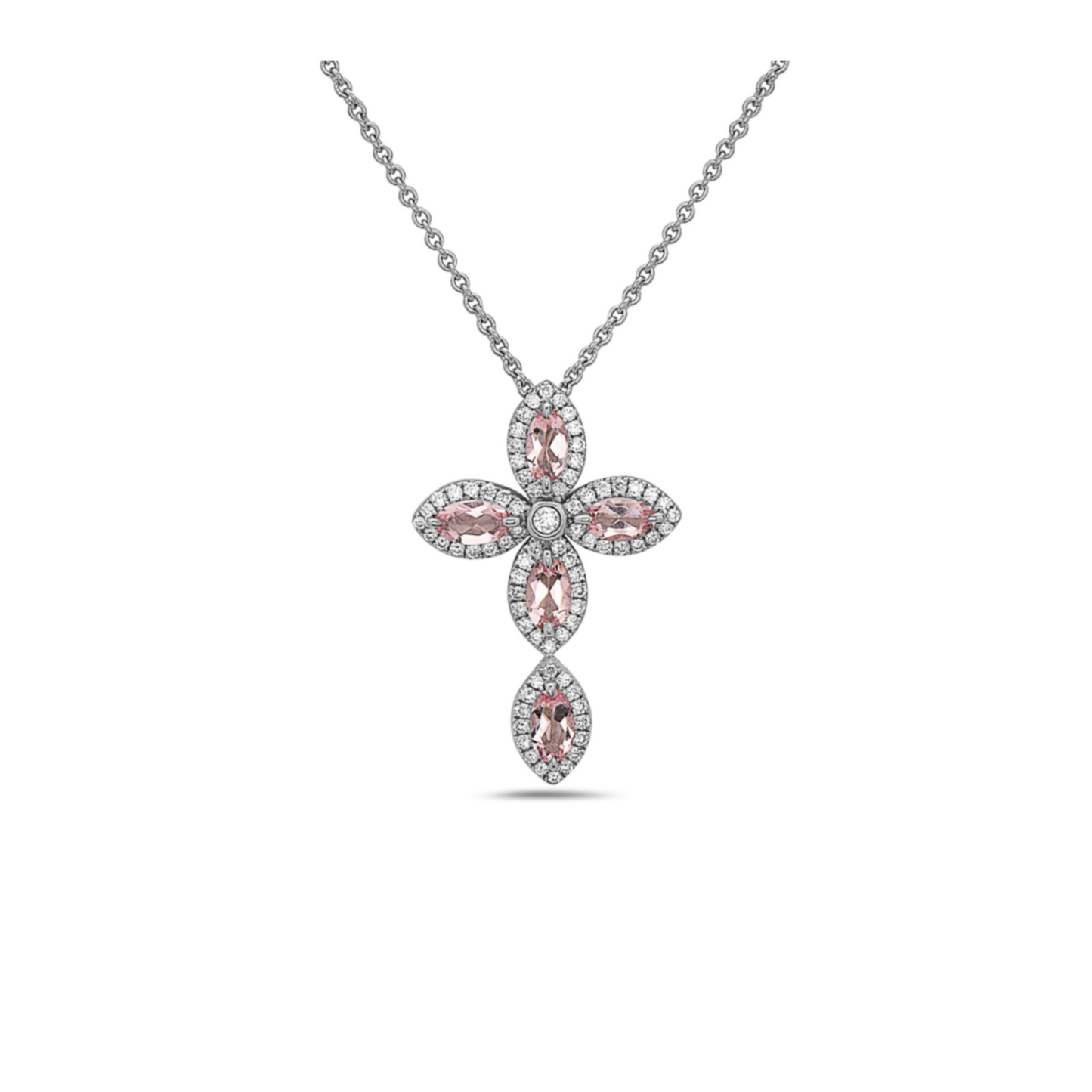 Pastel Diamond Firefly Marquise Cross Necklace