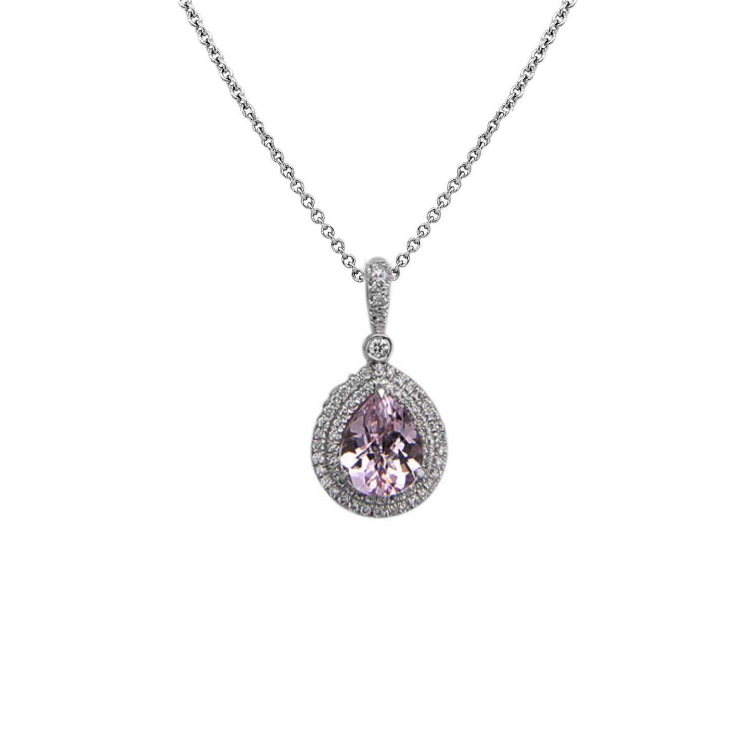 Pastel Diamond Double Halo Pear-Shape Reversible Necklace