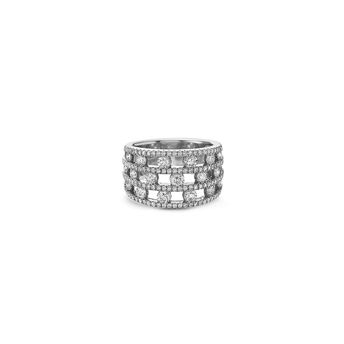 Diamond Air Triple Row Ring