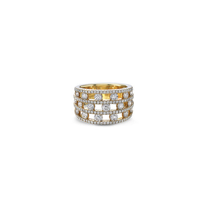 Diamond Air Triple Row Ring