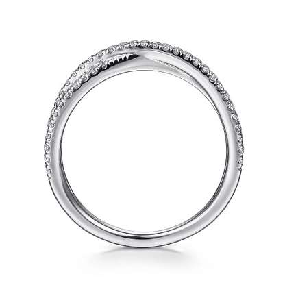 Gabriel & Co | 14K White Gold Criss Cross Diamond Stackable Ring