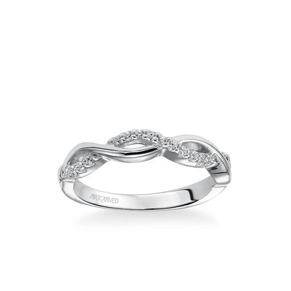 Bella Contemporary Half Diamond Half Polished Twist Wedding Band