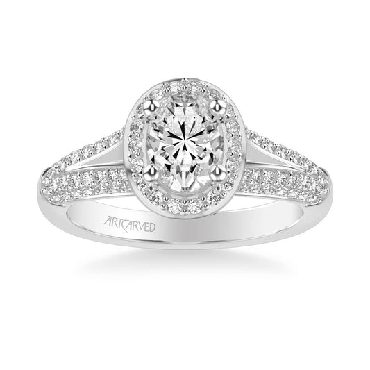 Ariel Classic Oval Halo Diamond Engagement Ring