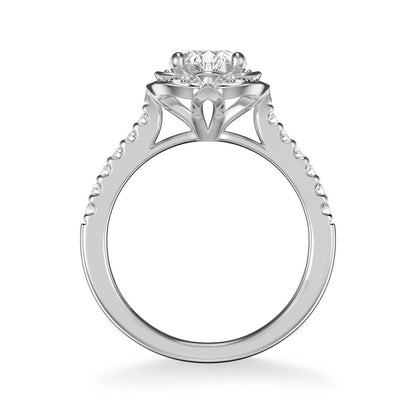 Skyler Contemporary Floral Halo Diamond Engagement Ring