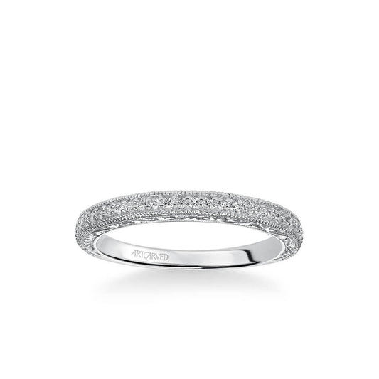 Anabelle Vintage Diamond and Milgrain Engraved Wedding Band