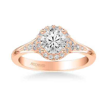 Farrah Vintage Round Halo Diamond Engagement Ring