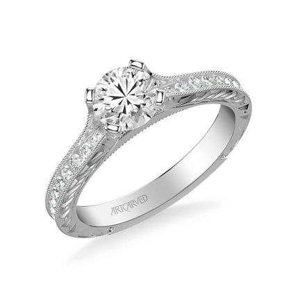 Zoya Vintage Side Stone Diamond Engagement Ring