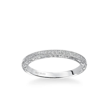 Julie Vintage Diamond and Milgrain Engraved Wedding Band