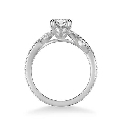 Milena Contemporary Side Stone Floral Diamond Engagement Ring