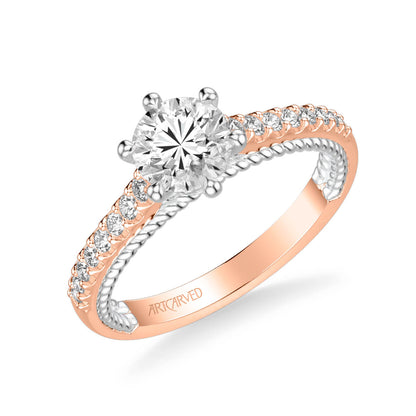 Ilena Contemporary Side Stone Rope Diamond Engagement Ring