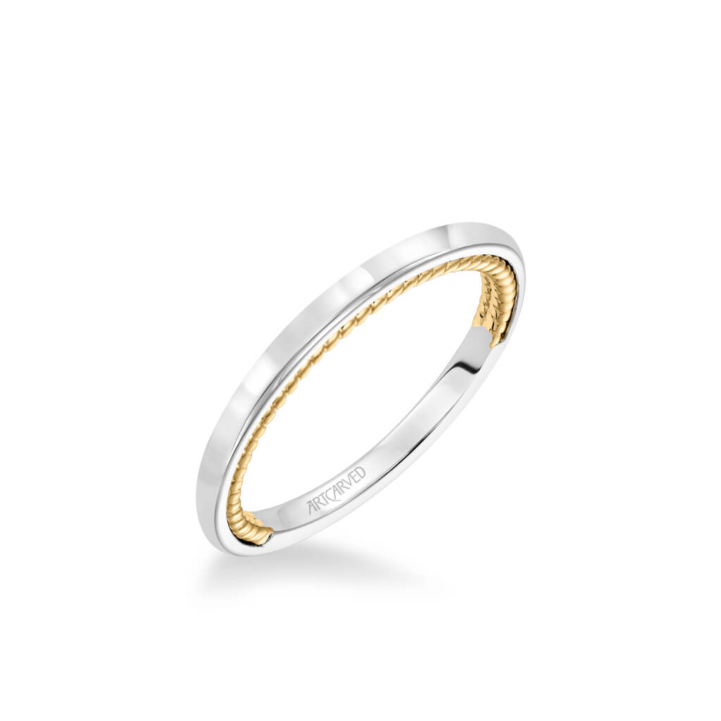 Cameron Contemporary Polished and Rope Wedding Band