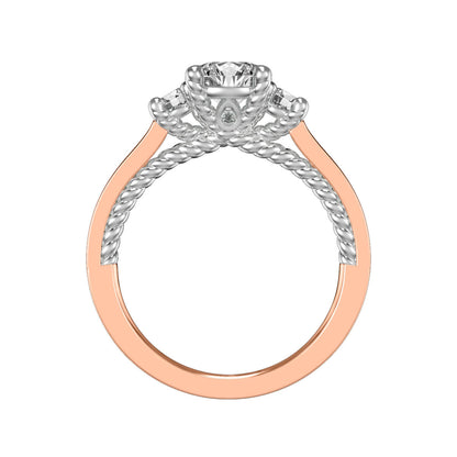 Marlow Contemporary Three Stone Rope Diamond Engagement Ring