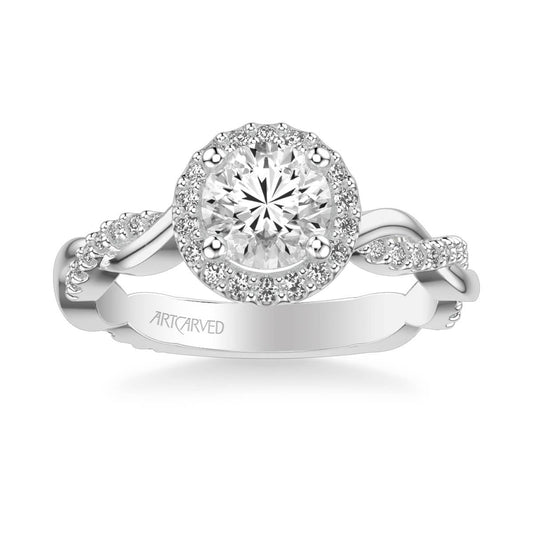 Kinsley Contemporary Round Halo Twist  Diamond Engagement Ring