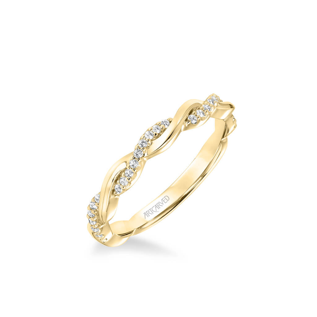 Kinsley Contemporary Half Diamond Half Polished Twist Wedding Band