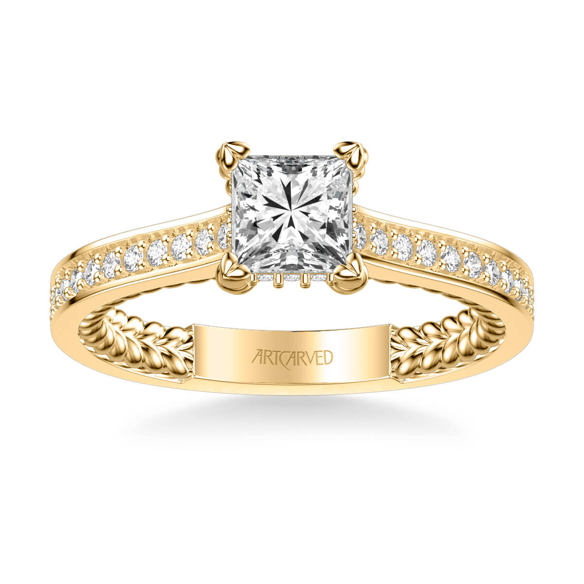 Keira Contemporary Side Stone Rope Diamond Engagement Ring