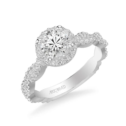 Gianna Contemporary Round Halo Twist Diamond Engagement Ring