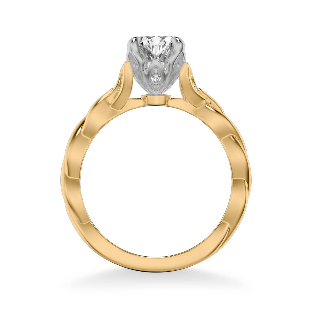 Cherie Contemporary Solitaire Floral Diamond Engagement Ring