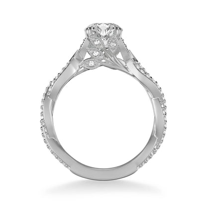 Freesia Contemporary Side Stone Floral Diamond Engagement Ring