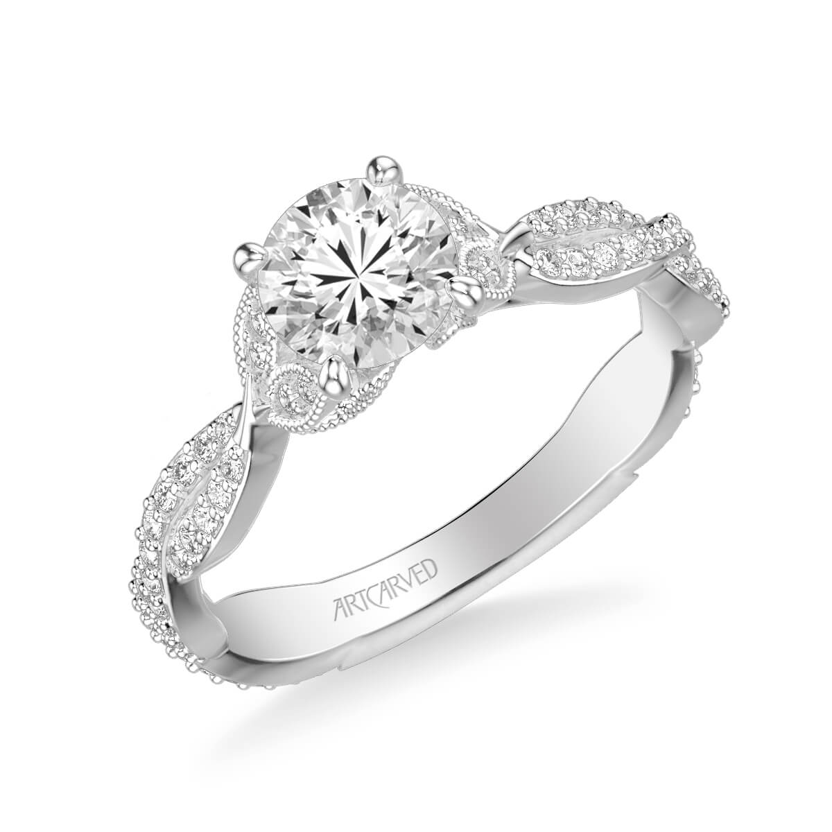 Freesia Contemporary Side Stone Floral Diamond Engagement Ring