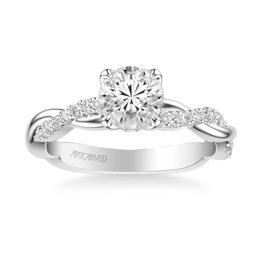 Daffodil Contemporary Side Stone Floral Diamond Engagement Ring