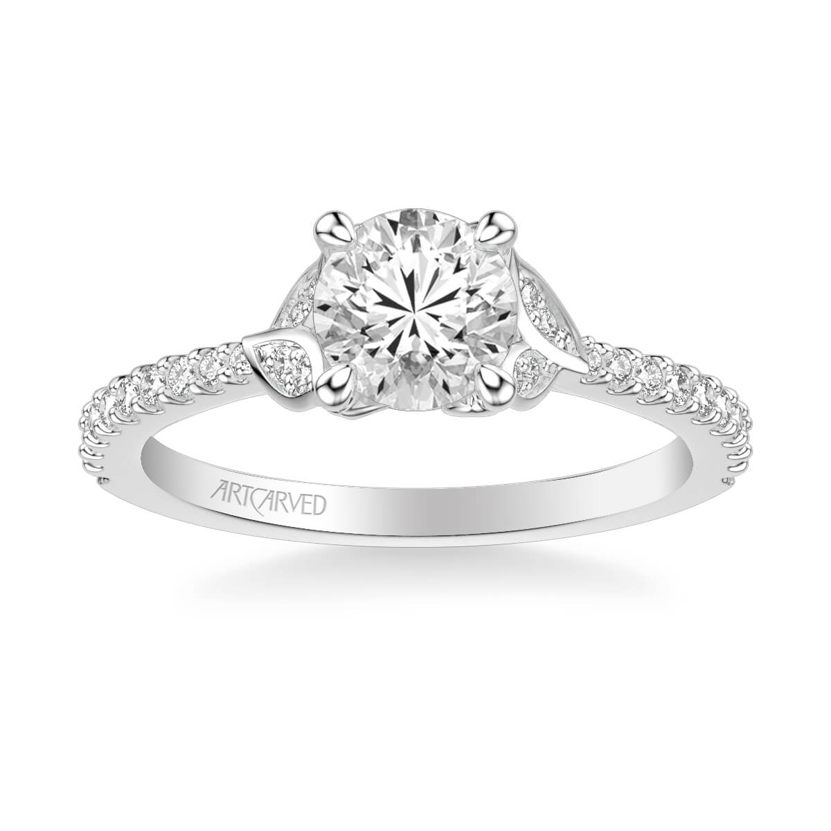 Bluebelle Contemporary Side Stone Floral Diamond Engagement Ring