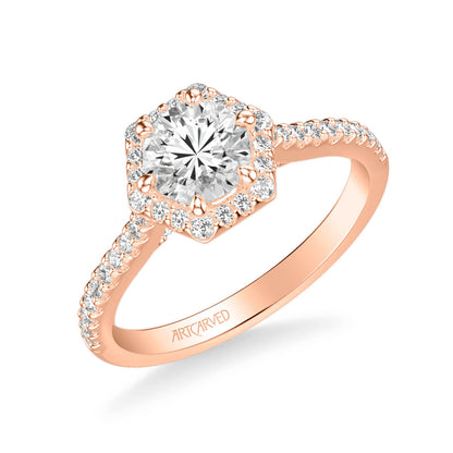 Lorelei Contemporary Hexagon Halo Diamond Engagement Ring