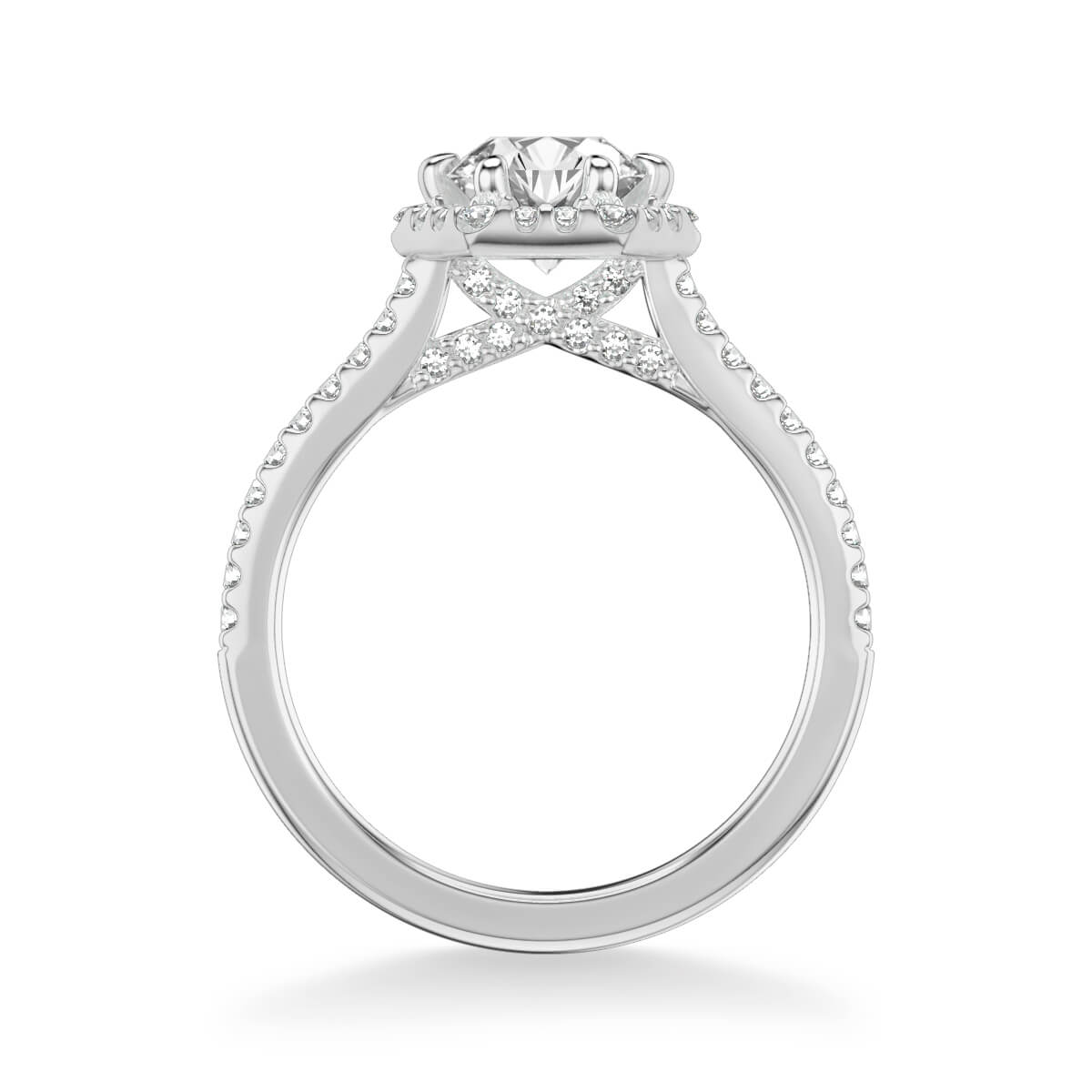 Lorelei Contemporary Hexagon Halo Diamond Engagement Ring