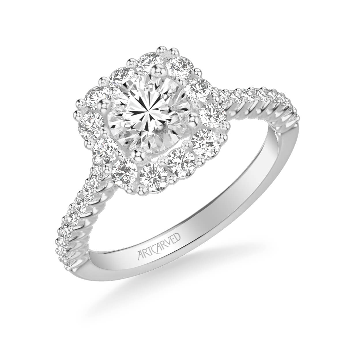 Dolly Classic Cushion Halo Diamond Engagement Ring