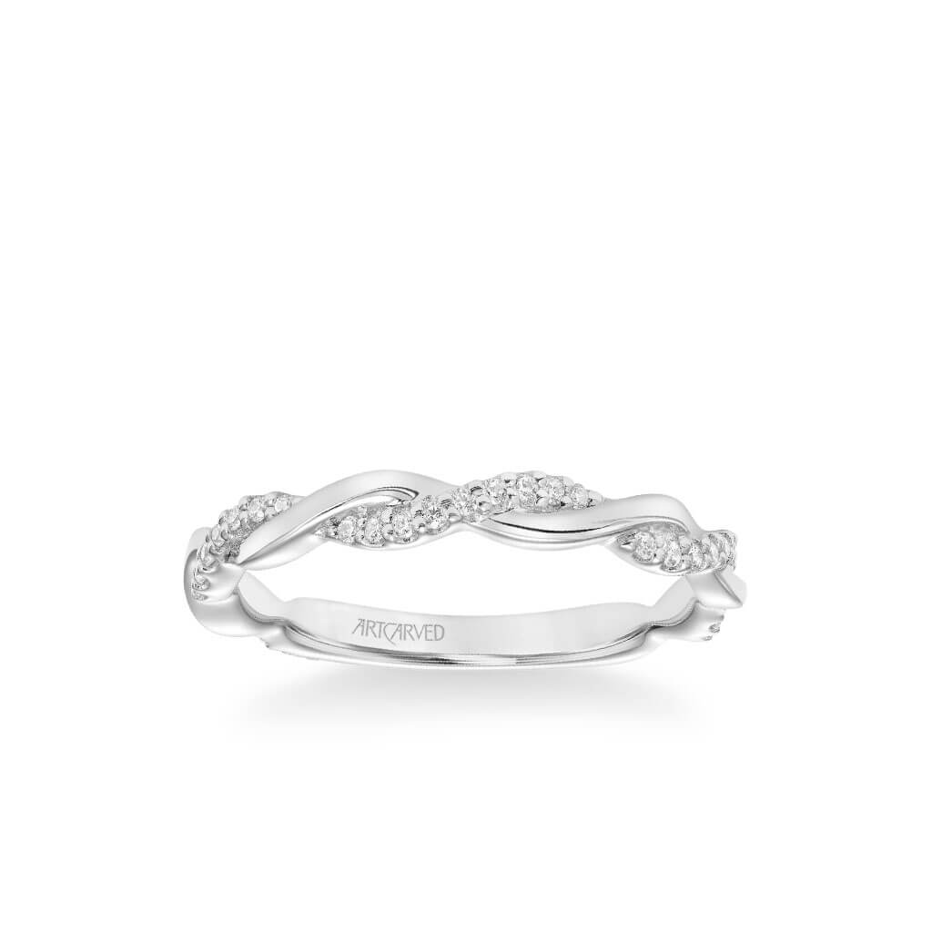 Ciara Contemporary Half Diamond Half Polished Wedding Band