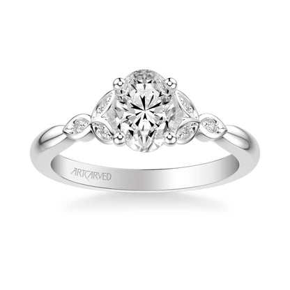 Heather Contemporary Side Stone Floral Diamond Engagement Ring