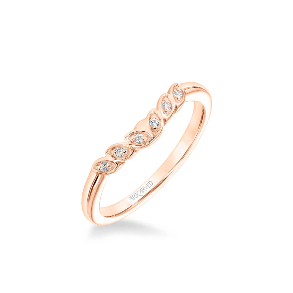 Heather Contemporary Diamond Leaf Wedding Band