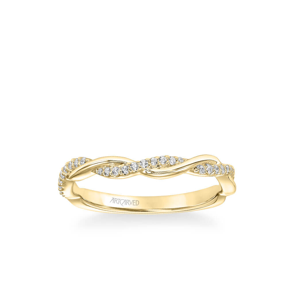 Petaluma Contemporary Half Diamond Half Polished Twist Wedding Band