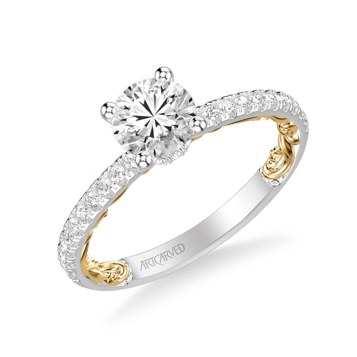 Cora Lyric Collection Classic Side Stone Diamond Engagement Ring