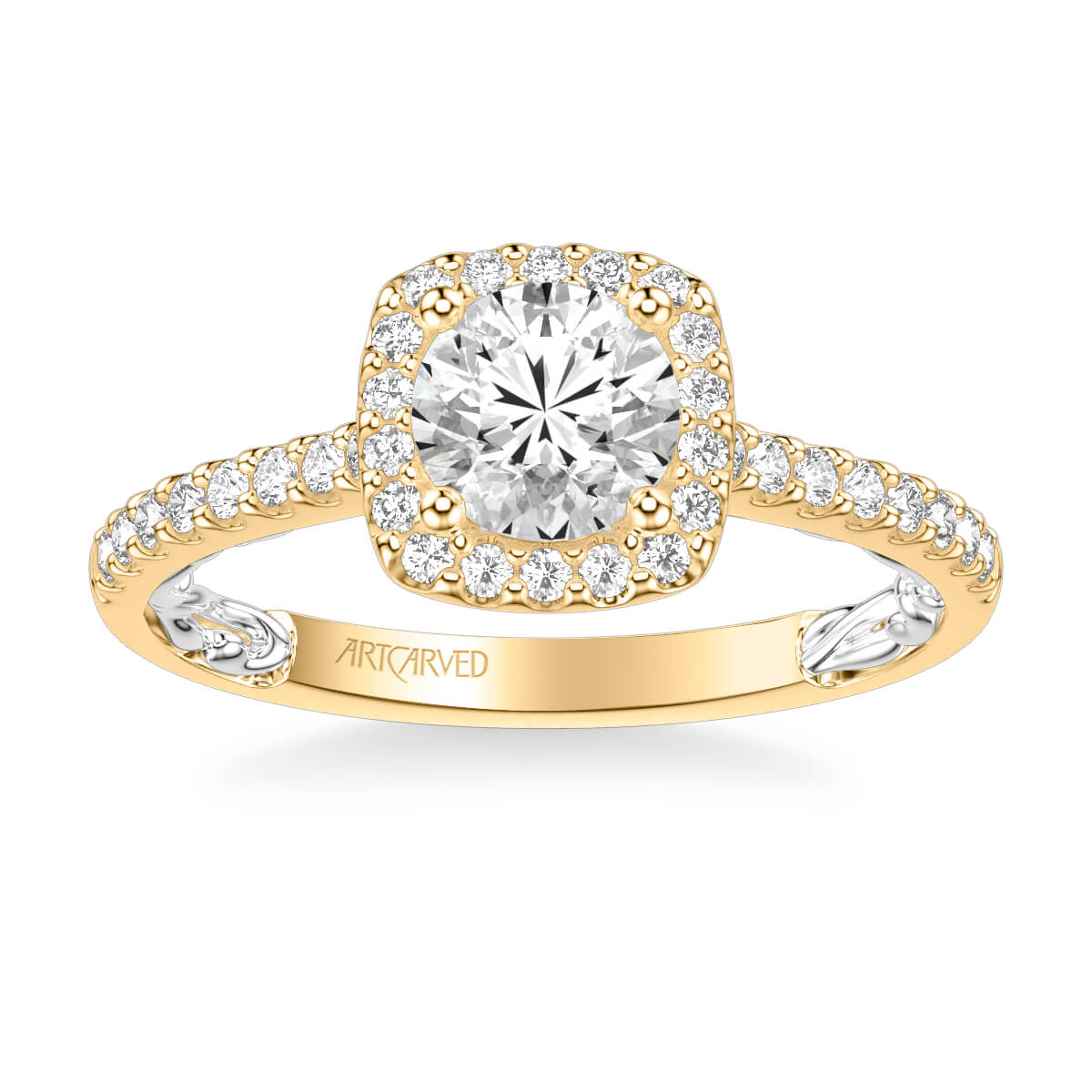 Mellie Lyric Collection Classic Cushion Halo Diamond Engagement Ring