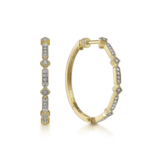 Gabriel & Co | 14K Yellow Gold Art Moderne Diamond Earrings