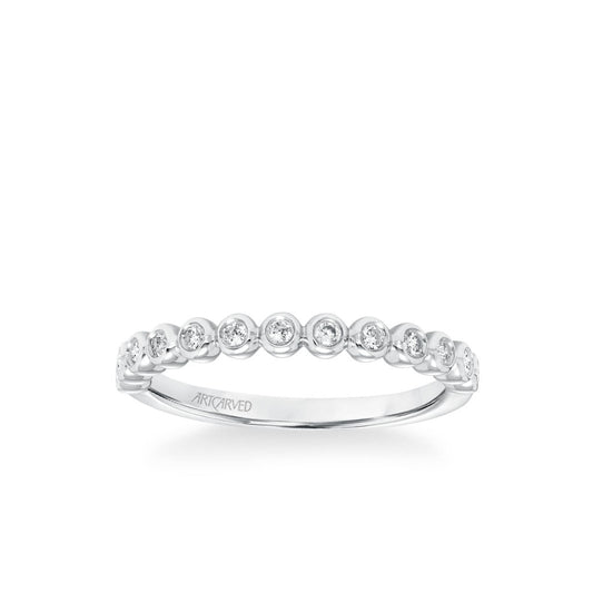 Stackable Band with Bezel Set Diamonds