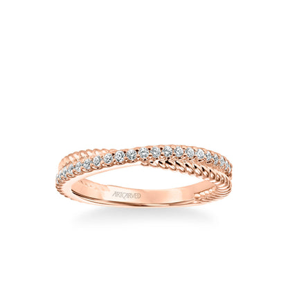 Stackable Band with Diamond and Rope "X" Design