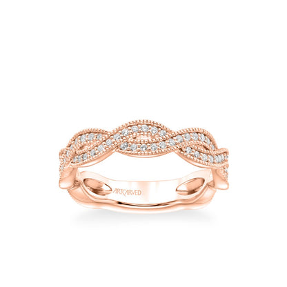 Stackable Band with Diamond and Milgrain Twist