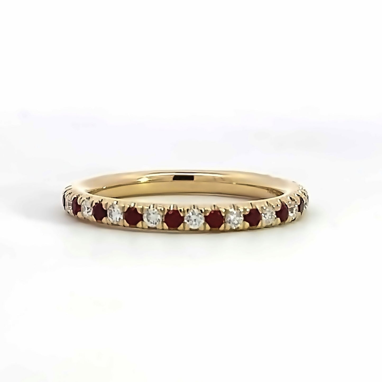 Gabriel & Co | 14K Yellow Gold Garnet and Diamond Stackable Ring