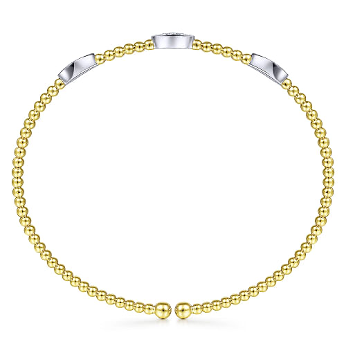 Gabriel & Co | 14K White-Yellow Gold Bujukan Diamond Marquise Stations Bangle