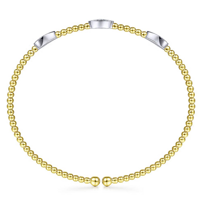 Gabriel & Co | 14K White-Yellow Gold Bujukan Diamond Marquise Stations Bangle