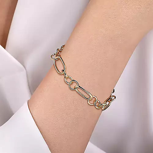 Gabriel & Co | 14K Yellow Gold Hollow Tube Link Bracelet