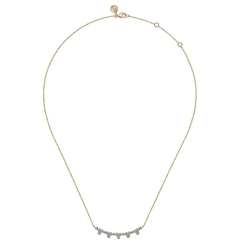 Gabriel & Co | 14K Yellow Gold Bujukan Bar Necklace with Diamond Trio Stations