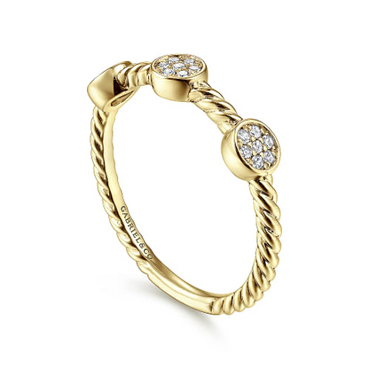 Gabriel & Co | 14K Gold Twisted Cluster Diamond Stackable Ring