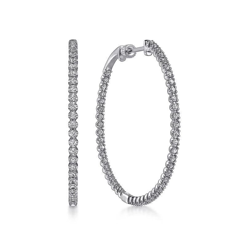 Gabriel & Co | 14K White Gold 40mm Diamond Inside Out Hoop Earrings