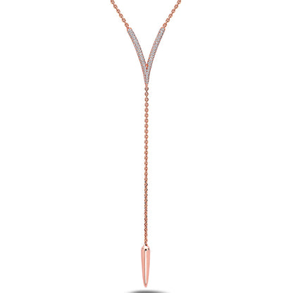 Diamond Drop V Tassel Necklace