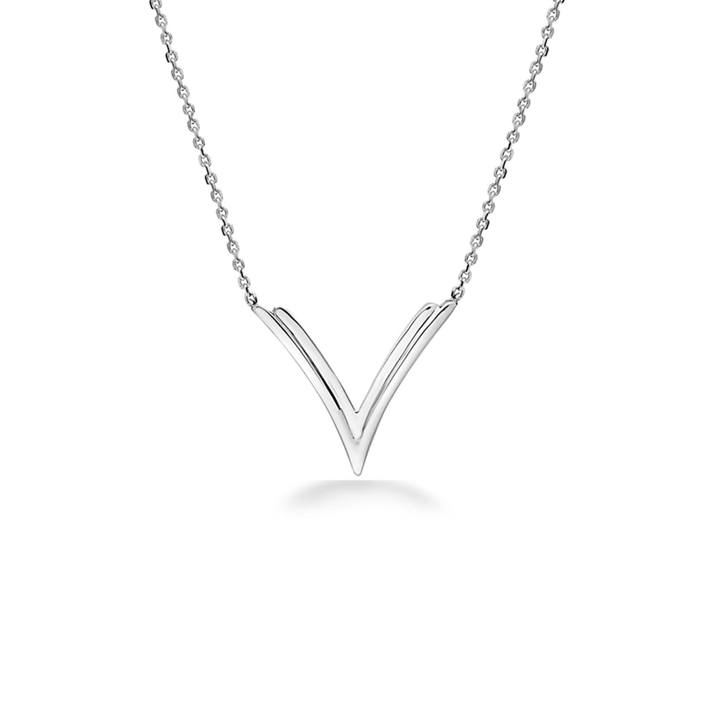 Silver Double V Necklace