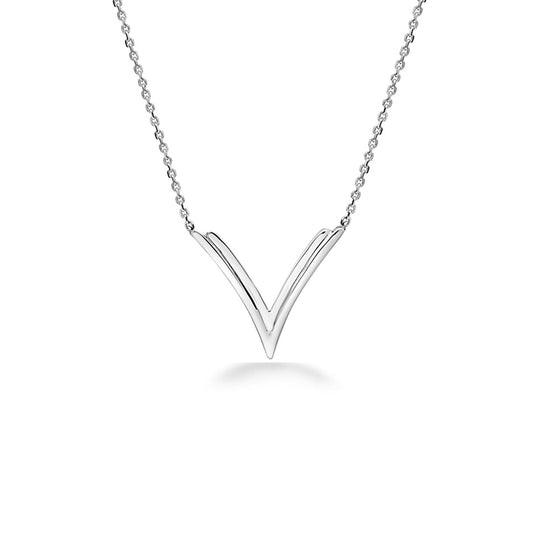 Silver Double V Necklace