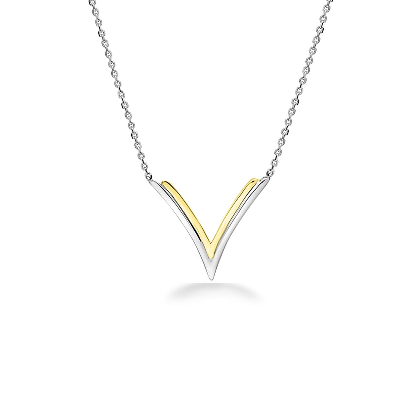 Silver Double V Necklace