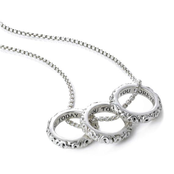 Silver I Love You Today... Tomorrow... Forever...' Three Ring Love Necklace